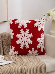 1pc Plush Christmas Tree, Deer & Snowflake Design Throw Pillow Cover, Suitable For Living Room, Bedroom, 4 Seasons Decor