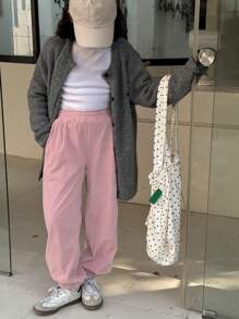 DAZY Quần nỉ trơn màu cho bé gái tuổi mới lớn - Hồng - Xem 3