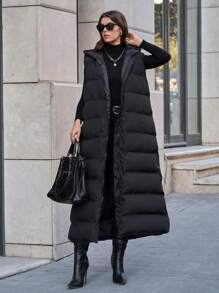 EURMUSE Sleeveless Loose Thick Padded Coat With Side Pockets