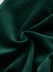 Baby Girls' Velvet Hooded Top And Elastic Waist Pants Set - Dark Green - View 3