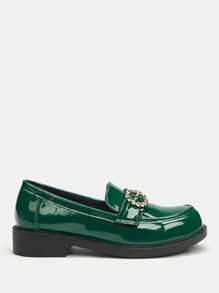 CUCCOO BIZCHIC Women's Fashion Versatile Rhinestone Decor Flat Loafers