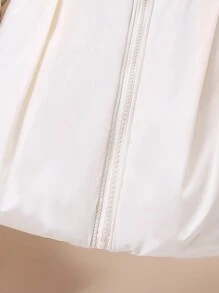 SHEIN Tween Girls Warm Hooded Zip-Up Padded Coat With Fur Collar, Suitable For Daily Commute In Winter - White - View 4