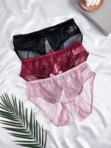 3 stuks/set plus size kanten kruisloze slipjes voor vrouwen
