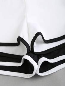 SHEIN Unity 女士休闲侧系带撞色短裤 - 黑與白 - 查看 5