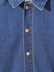 SHEIN Jaqueta jeans azul de comprimento médio para meninos adolescentes, roupas casuais cinza de malha com capuz e patchwork, para meninos adolescentes, roupas de outono e inverno