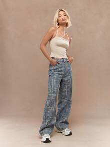 MISSGUIDED Corset cu dezosare cu spălare acidă, cu gât, închidere cu fermoar în spate - Caisă - Vizualizare 4