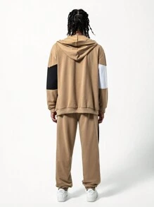 2pcs/Set Teenager Boys Casual Plaid Comfortable Hooded Top And Pants - Multicolor - View 2