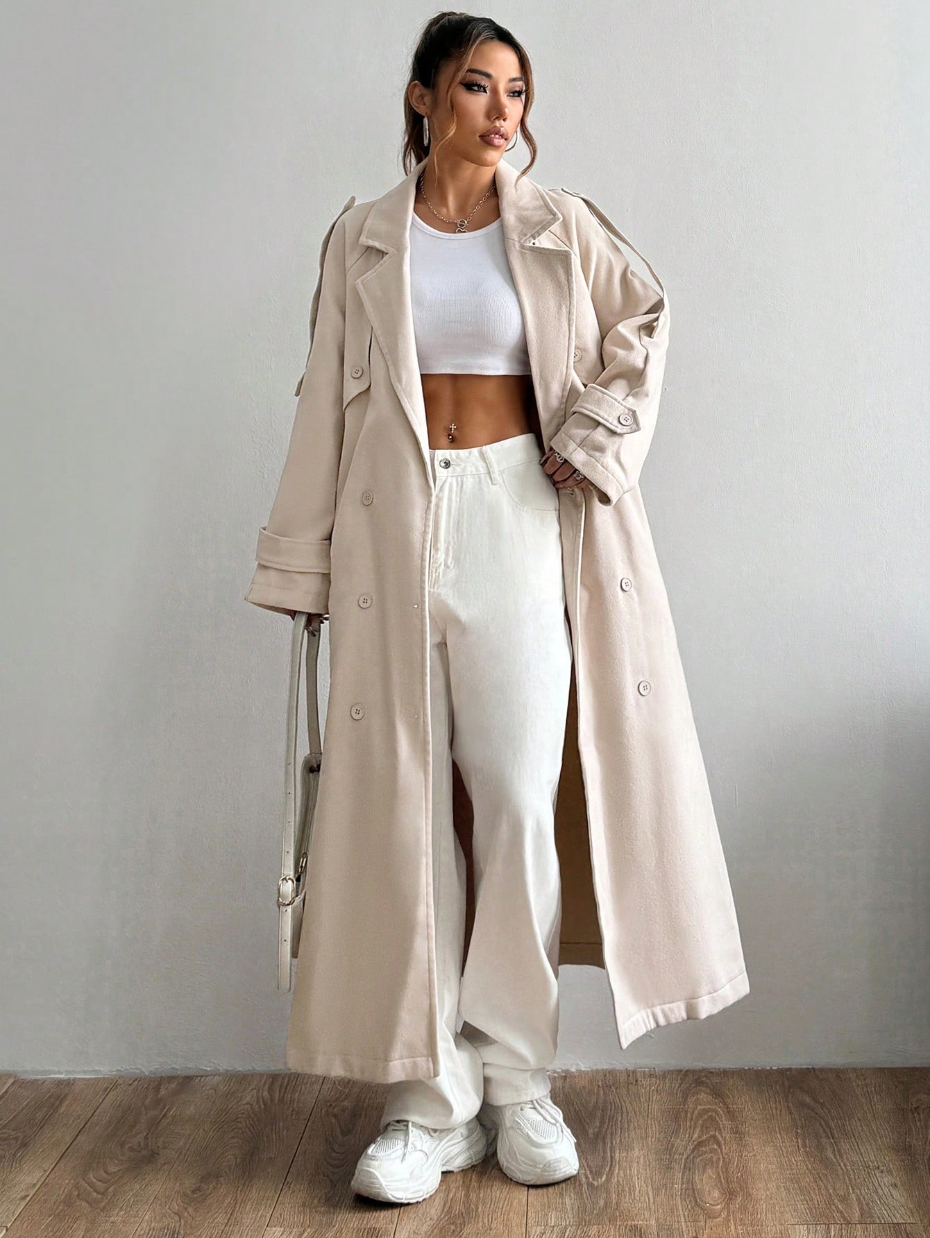 Stand collar knitted coat