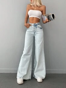 EURMUSE Wide Leg Jeans Baggy Boho - Blue - View 3