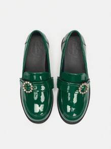 CUCCOO BIZCHIC Women's Fashion Versatile Rhinestone Decor Flat Loafers