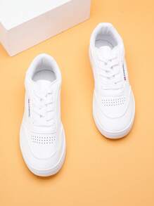 Kids White Low-Top Canvas Sneakers For Boys & Girls, Canvas Trainers For School & Sports