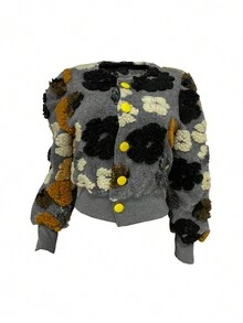 European & American Fashion Ladies Fluffy Suitable Cardigan - Grey - View 3