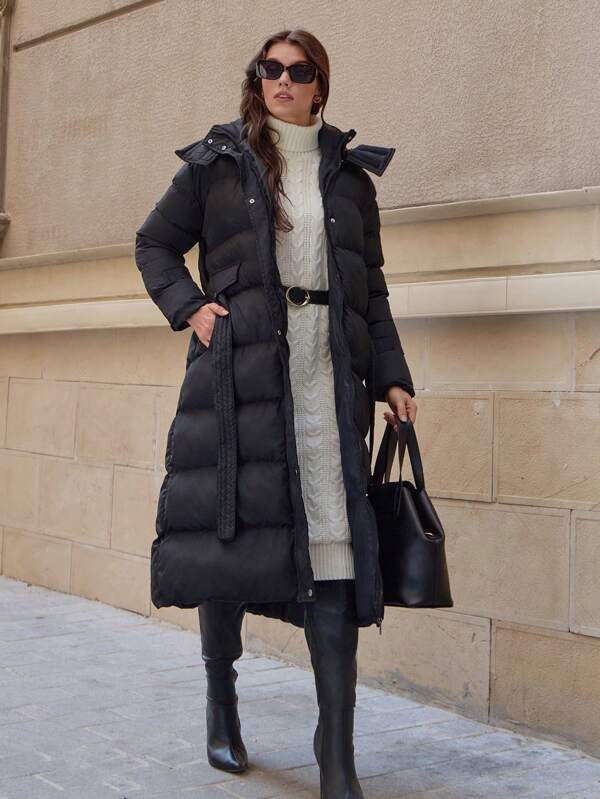 Hooded High Neck High Quality Warm Special Padded Long Winter Coat