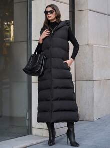 EURMUSE Sleeveless Loose Thick Padded Coat With Side Pockets