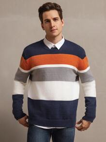 Manfinity Homme Men Solid Color Patchwork Long Sleeve Casual Knitwear - Multicolor - View 6