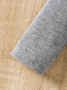 SHEIN LMoss Kids LMoss Young Girl 年轻女孩 3 件套不对称下摆长袖 T 恤基本款上衣休闲秋冬装 - 彩色 - 查看 6