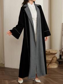 Al Najma Áo Abaya cổ bẻ tay dài màu trơn dành cho nữ, thời trang giản dị thanh lịch, trang trọng, dành cho trang phục thường ngày/công sở/tiệc tối - Nhiều màu - Xem 7