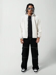 SHEIN Explorewe 青少年男孩舒适休闲连帽毛绒夹克