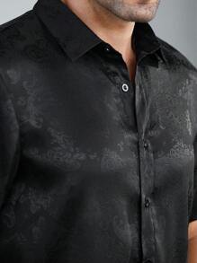 Manfinity Homme 2pcs Men's Shirt Collar Buttoned Short Sleeve Top And Shorts Set - Black - View 7