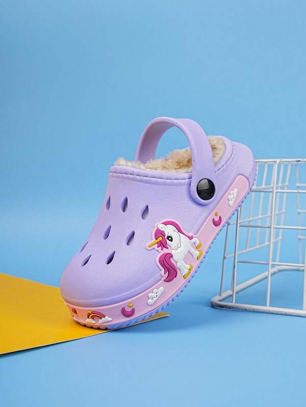 Zapatillas de casa con dibujos de jardín de EVA para niñas pequeñas, de invierno