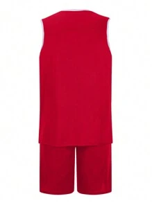 Manfinity Dauomo Men's Casual USA Flag Printed Top And Shorts Set, Summer - Red - View 2