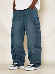 SUMWON 滑板版工装牛仔裤 - 藍色 - 查看 1