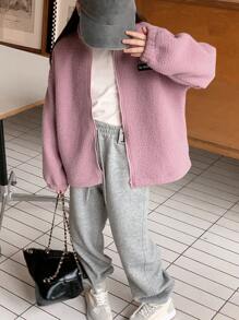 Dazy Kids Tween Girls' Casual Faux Shearling Detail Jacket, Fall/Winter,Back To School Clothes - Pink - View 3