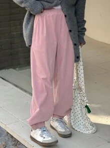 DAZY Quần nỉ trơn màu cho bé gái tuổi mới lớn - Hồng - Xem 1