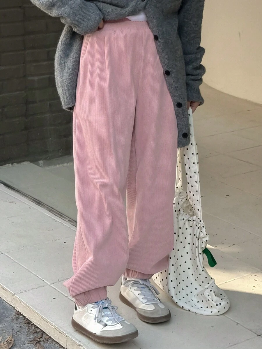 DAZY Quần nỉ trơn màu cho bé gái tuổi mới lớn - Hồng - Xem 1