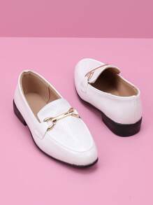 Kids Simple Pointed Toe Formal Dress Shoes Flat White Leather Shoes For Boys