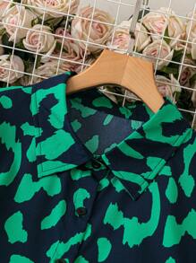 DreamSkyne 大码女式豹纹长袖休闲连衣裙，春秋季长款女装 - 彩色 - 查看 3