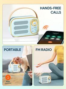 JMMO 复古扬声器，复古装饰，小型无线蓝牙扬声器，可爱复古风格，适用于厨房书桌卧室办公室派对户外卡哇伊，适用于 Android/IOS 设备圣诞礼物，秋冬季假期露营必备品，度假配件，露营用品