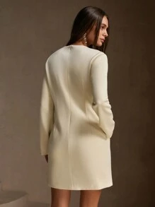Anewsta Women's Fashionable Elegant Airy Knit Dress With Pearl And Rhinestone Decor