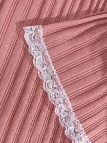 EURMUSE 3pcs  Lace&Ribbon Detail Sleep Bottom Set - Multicolor - View 4