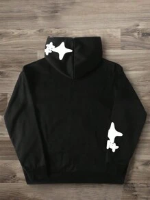 Manfinity EMRG sweat-shirt à capuche zippé avec imprimé slogan pour hommes, pour une utilisation casual, automne/hiver, sortie, manches longues, zip complet, idéal pour les amis, le mari, le petit-ami