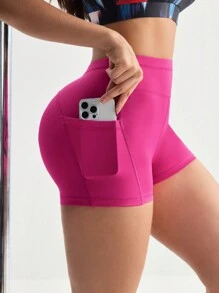 Menodora SHEIN Sport Halloween  Printed Seamless Tight Sports Shorts - Pink - View 3