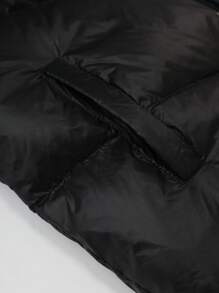 SHEIN LUNE Chaleco acolchado con capucha y cordón, bolsillos, a prueba de viento, cálido, ropa de invierno para tallas grandes