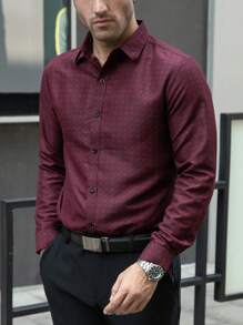 Manfinity Mode Men Allover Print Shirt - Burgundy - View 5