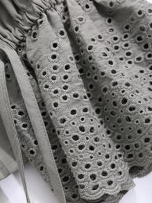 FRIFUL Women Simple Solid Color Block Round Collar Long Sleeve Casual Shirt,Ruffle,Fall Clothes - Grey - View 3