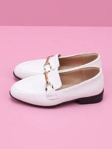 Kids Simple Pointed Toe Formal Dress Shoes Flat White Leather Shoes For Boys