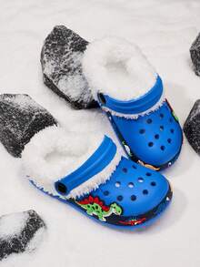 Giày vải nhung ấm áp, nhẹ, thoáng khí, thoải mái và thời trang cho bé trai mùa đông - Xanh đậm - Xem 4