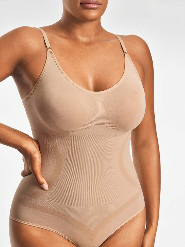 SHAPORA Slip fără cusături, cu bretele spaghetti, de dimensiuni mari - Caisă - Vizualizare 4