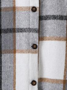 青少年女孩秋冬季长款格子外套 - 杏色 - 查看 3