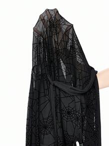 ROMWE Áo cánh ren thắt nơ kiểu Gothic gợi cảm, giản dị, gợi cảm dành cho nữ - màu đen - Xem 7