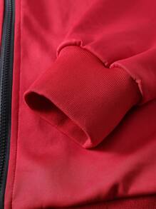 Manfinity Homme Men Spring And Autumn Casual Letter Printed Baseball Collar Jacket - Red - View 6