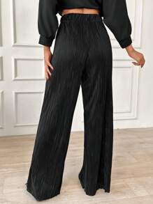 EURMUSE 裹身细节缎面褶皱优质长裤