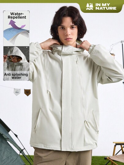 In My Nature Coupe-vent à capuche de couleur unie pour homme pour l'extérieur