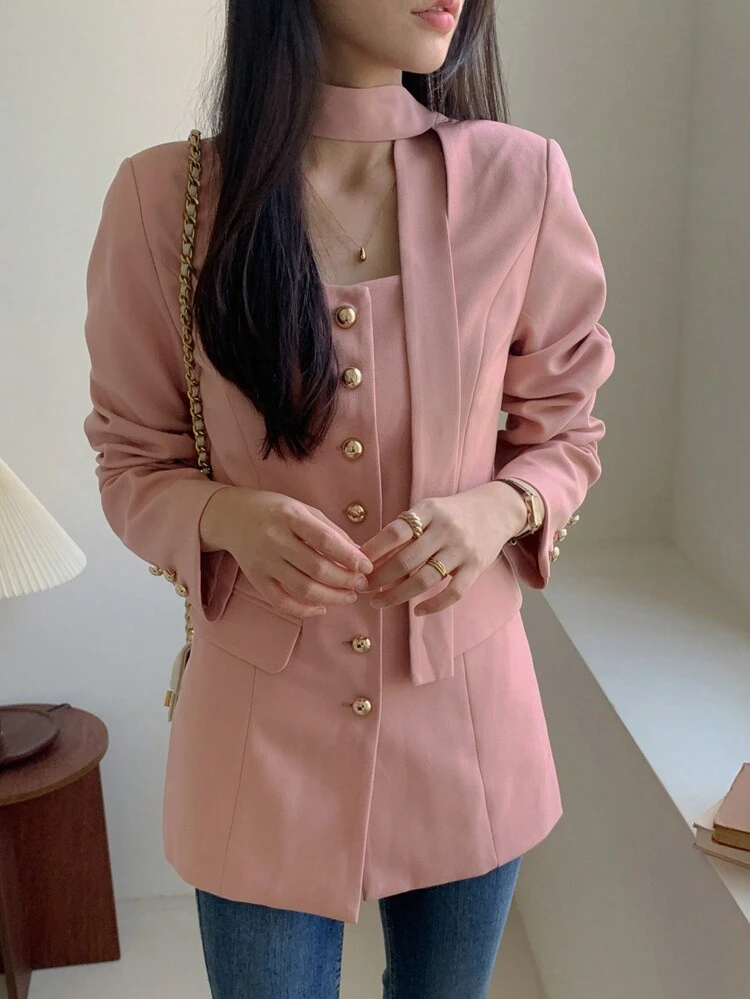Women's Spring Autumn Single-Breasted Long Sleeve Elegant Solid Color Jacket,Fall Women Clothes