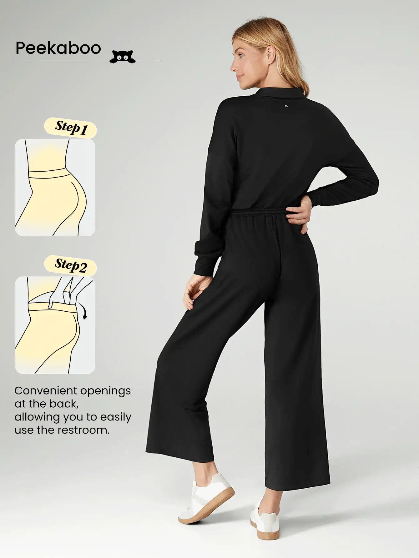 GLOWMODE Cloudknit Be Relaxed Adjustable Drawstring Waist Wide-Leg Lapel Long Sleeve Jumpsuit Bodysuit With Side Pockets Daily Casual