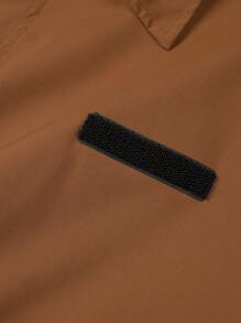 Manfinity Running Boyfriend Style Men's Casual Long Sleeve Pocket Loose Sports Jacket, Spring Autumn - Brown - View 6